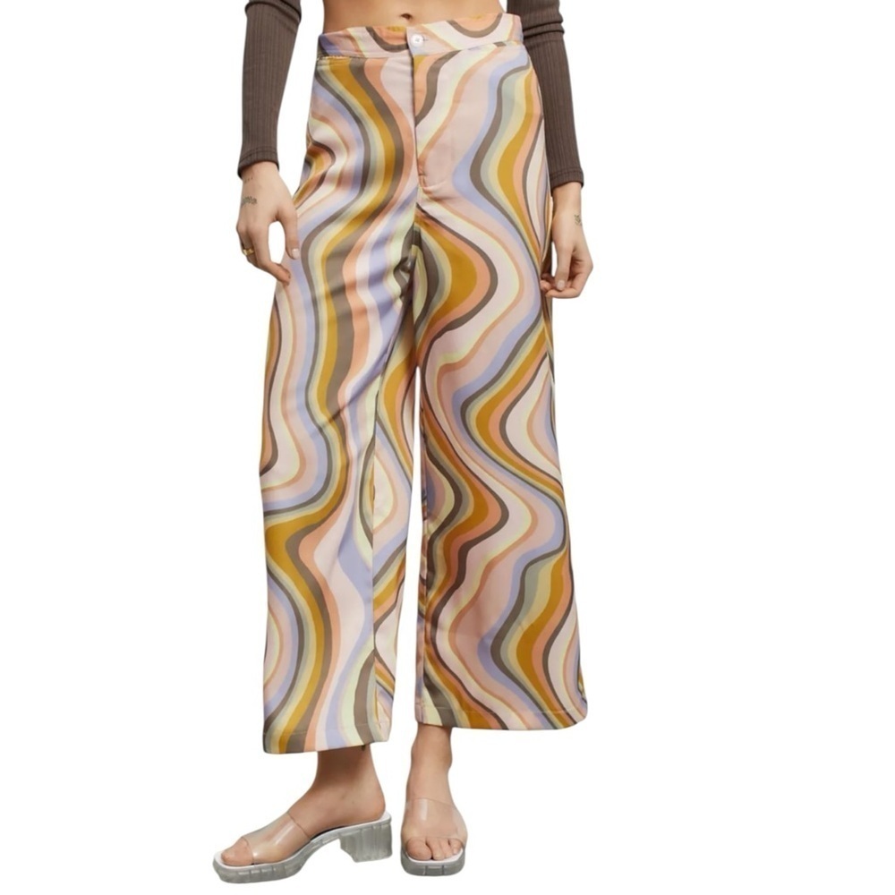 Urban Outfitters Olympia Satin Wide Leg Swirl Pants Medium